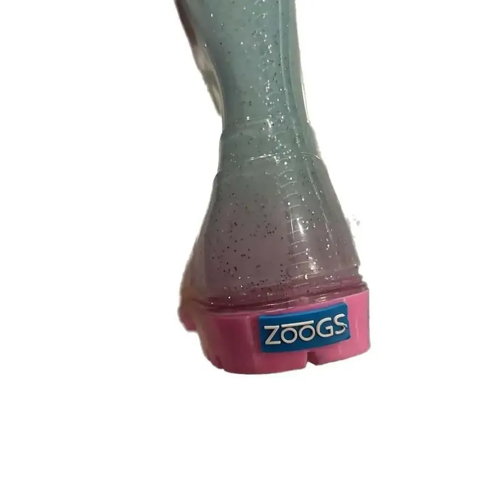 Kids Ombre‎ Glitter Rain Boots Blue Pink Yellow Pull Handles